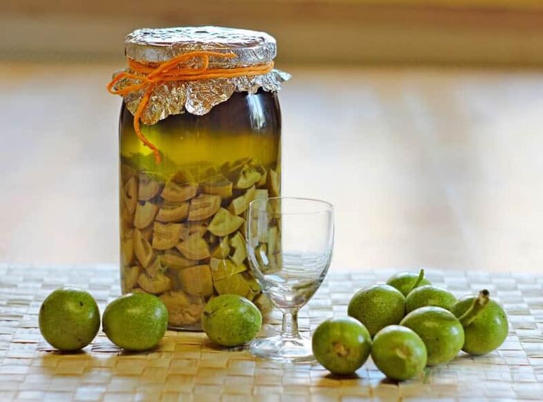Decoction of young nuts against parasites