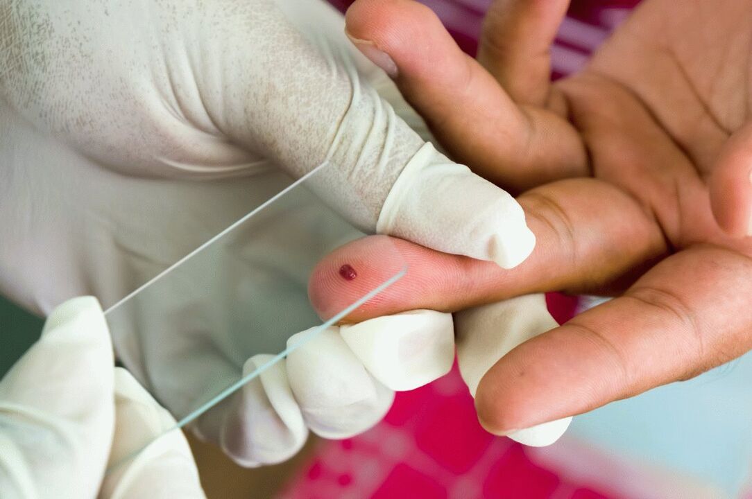 Blood analysis of the finger